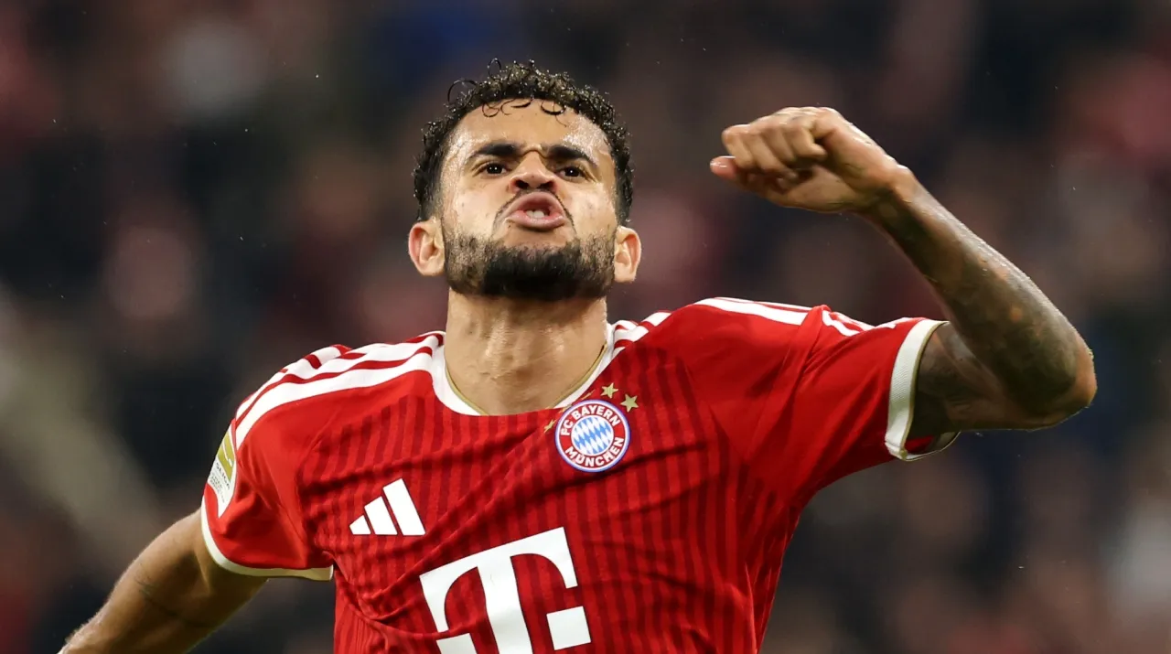 Luis Díaz celebrando un gol en el Bayern. (Foto: Getty)