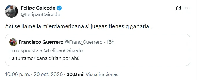 El mensaje de Felipe Caicedo que encendió las redes sociales. (Captura de pantalla)