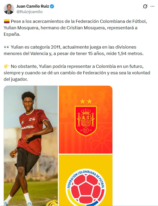 Yulian Mosquera jugaría por España. (Foto: Captura de pantalla)