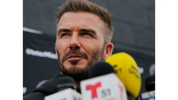 FORT LAUDERDALE, FLORIDA - FEBRUARY 25: Owner and President of Soccer Operations David Beckham addresses the media ahead of Inter Miami CF's inaugural match on March 1st against LAFC, during media availability at Inter Miami CF Stadium on February 25, 2020 in Fort Lauderdale, Florida. (Photo by Michael Reaves/Getty Images)