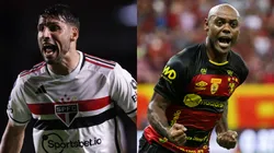 Calerri pelo São Paulo. Foto: Ettore Chiereguini/AGIF Vagner Love pelo Sport. Foto: Rafael Vieira/AGIF