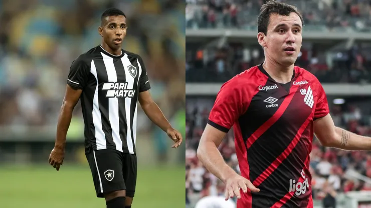 Victor Sá pelo Botafogo. Foto: Jorge Rodrigues/AGIF Pablo pelo Athletico-PR. Foto: Robson Mafra/AGIF