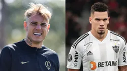 Roger Guedes pelo Corinthians. Foto: Marcello Zambrana/AGIF Paulinho pelo Atlético-MG. Foto: Robson Mafra/AGIF