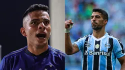 Bruno Rodrigues pelo Cruzeiro. Foto: Gilson Junio/AGIF Suarez pelo Grêmio. Foto: Maxi Franzoi/AGIF