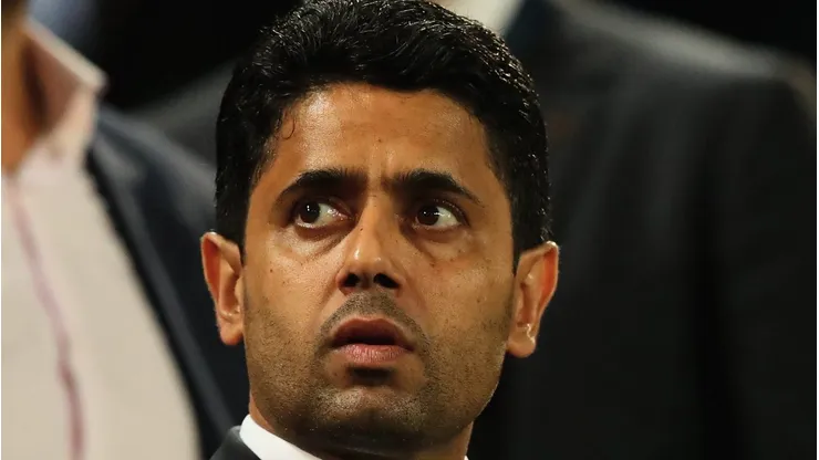 BRUSSELS, BELGIUM - OCTOBER 18: Nasser Al-Khelaifi during the UEFA Champions League group B match between RSC Anderlecht and Paris Saint-Germain at Constant Vanden Stock Stadium on October 18, 2017 in Brussels, Belgium. (Photo by Dean Mouhtaropoulos/Getty Images)