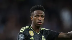 MANCHESTER, ENGLAND - MAY 17: Vinicius Junior of Real Madrid in action during the UEFA Champions League semi-final second leg match between Manchester City FC and Real Madrid at Etihad Stadium on May 17, 2023 in Manchester, England. (Photo by Clive Brunskill/Getty Images)