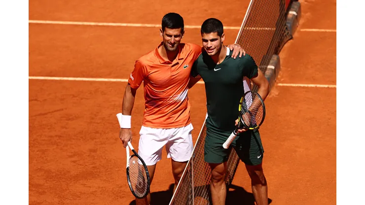 Djokovic e Alcaraz, os principais nomes da chave masculina. Créditos: Clive Brunskill/Getty Images