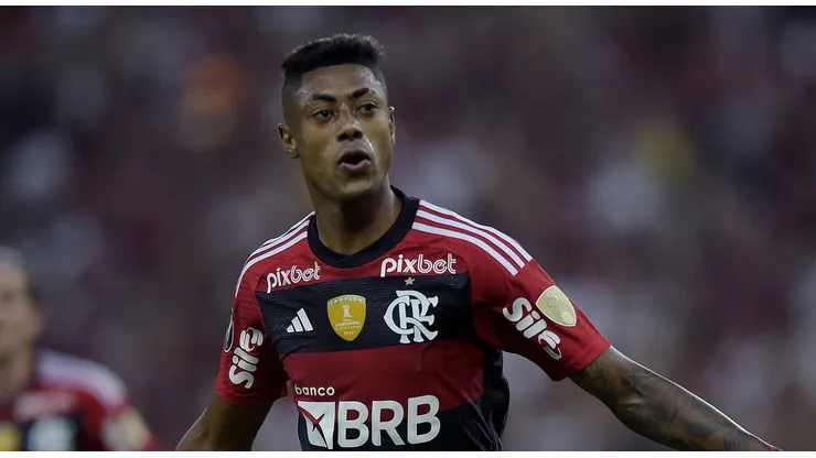 Bruno Henrique, do Flamengo, comemora seu gol durante partida contra o Aucas no Maracanã pela Libertadores 2023. Foto: Alexandre Loureiro/AGIF