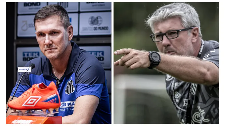 Montagem: fotos de Raul Baretta e Ivan Storti/Santos FC - Turra acena utilizar Patati, que vinha sem espaço com Odair no Peixe
