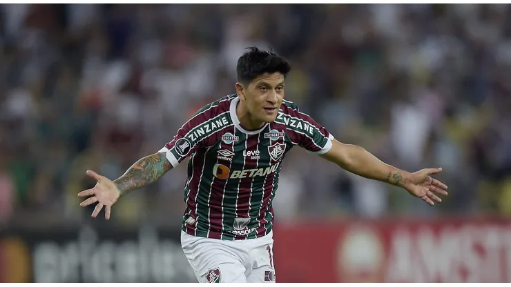 German Cano,do Fluminense, comemora seu gol durante partida contra o Sporting Cristal no Maracanã pela Libertadores 2023. Foto: ALEXANDRE LOUREIRO/AGIF
