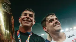 SP - Sao Paulo - 21/04/2019 - Paulista 2019, Corinthians x Sao Paulo - Fabio Carille tecnico do Corinthians e Fagner comemoram o titulo contra o Sao Paulo no estadio Arena Corinthians pelo campeonato Paulista 2019. Foto: Marcello Zambrana/AGIF