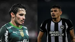 Foto: Kely Pereira/AGIF- Raphael Veiga pelo Palmeiras. Foto: Thiago Ribeiro/AGIF- Tiquinho Soares pelo Botafogo