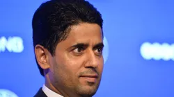 PARIS, FRANCE - SEPTEMBER 06: Paris Saint-Germain President Nasser Al Khelaifi answers journalists during a press conference at Parc des Princes on September 6, 2017 in Paris, France. Kylian Mbappe signed a five year contract for 180 Million Euro. (Photo by Aurelien Meunier/Getty Images)