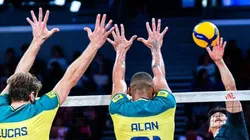 Lucão e Allan contra o Japão. Foto: FIVB