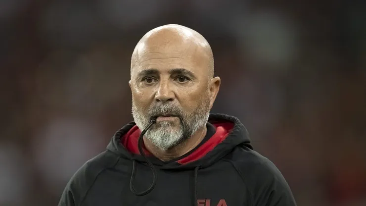 Sampaoli durante jogo do Flamengo no Brasileirão.