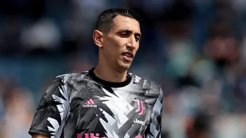BERGAMO, ITALY - MAY 07: Angel Di Maria of Juventus warms up prior to the Serie A match between Atalanta BC and Juventus at Gewiss Stadium on May 07, 2023 in Bergamo, Italy. (Photo by Emilio Andreoli/Getty Images)