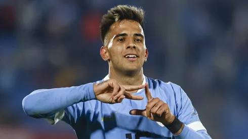MONTEVIDEO, URUGUAY – JUNE 14: Diego Zalazar of Uruguay celebrates after scoring the fourth goal of his team during an international friendly match between Uruguay and Nicaragua at Centenario Stadium on June 14, 2023 in Montevideo, Uruguay. (Photo by Ernesto Ryan/Getty Images)