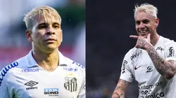 Foto: Marcello Zambrana/AGIF- Soteldo pelo Santos. Foto: Ettore Chiereguini/AGIF- Roger Guedes pelo Corinthians