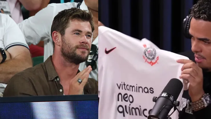 Getty Images/Clive Brunskill e Podpah/YouTube - Ator que fez o Thor ganha camisa do Corinthians