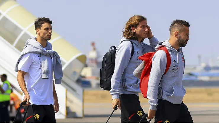 (Photo by Buda Mendes/Getty Images) - Rodrigo Caio, Filipe Luís e Everton Ribeiro