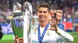 KIEV, UKRAINE - MAY 26: Cristiano Ronaldo of Real Madrid lifts The UEFA Champions League trophy following his sides victory in during the UEFA Champions League Final between Real Madrid and Liverpool at NSC Olimpiyskiy Stadium on May 26, 2018 in Kiev, Ukraine. (Photo by Laurence Griffiths/Getty Images)
