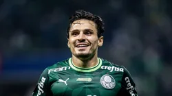 SP - SAO PAULO - 07/06/2023 - LIBERTADORES 2023, PALMEIRAS X BARCELONA DE GUAYAQUIL - Raphael Veiga jogador do Palmeiras comemora gol durante partida contra o Barcelona de Guayaquil no estadio Arena Allianz Parque pelo campeonato Libertadores 2023.