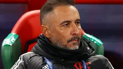 TANGER MED, MOROCCO - FEBRUARY 07: Vitor Pereira, Head Coach of Flamengo, looks on prior to the FIFA Club World Cup Morocco 2022 Semi Final match between Flamengo v Al Hilal SFC at Stade Ibn-Batouta on February 07, 2023 in Tanger Med, Morocco. (Photo by Michael Steele/Getty Images)
