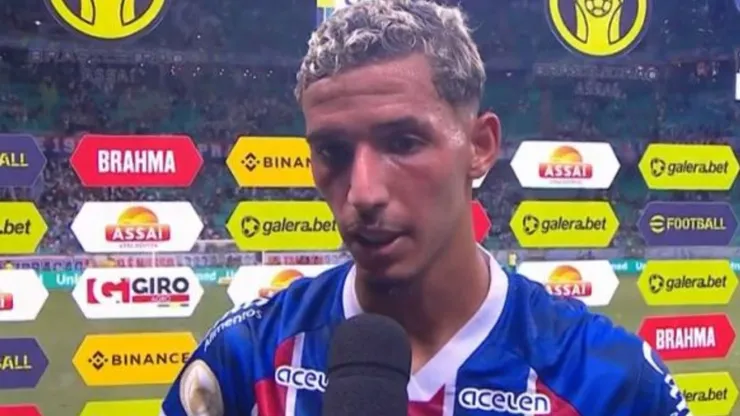 Arthur Sales comenta sobre empate contra o Cruzeiro dentro da Fonte Nova(Foto: Reprodução/ Premiere)