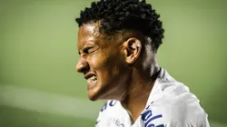SP - SANTOS - 20/04/2023 - COPA SUL-AMERICANA 2023, SANTOS X AUDAX ITALIANO - Angelo jogador do Santos lamenta chance perdida durante partida contra o Audax Italiano no estadio Vila Belmiro pelo campeonato Copa Sul-Americana 2023. Foto: Abner Dourado/AGIF