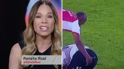 Foto: ESPN Brasil/YouTube e reprodução/@RuelRenata - Renata Ruel se revolta na Sul-Americana
