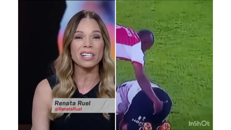 Foto: ESPN Brasil/YouTube e reprodução/@RuelRenata - Renata Ruel se revolta na Sul-Americana