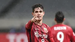 SHANGHAI, CHINA - FEBRUARY 20: Oscar #8 of Shanghai SIPG celebrates a goal during the 2018 AFC Champions League Group F match between Shanghai SIPG and Melbourne Victory at Shanghai Stadium on February 20, 2018 in Shanghai, China. (Photo by VCG/Getty Images )