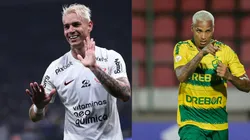 Roger Guedes pelo Corinthians Foto: Ettore Chiereguini/AGIF Deyverson pelo Cuiabá Foto: Gilson Junio/AGIF