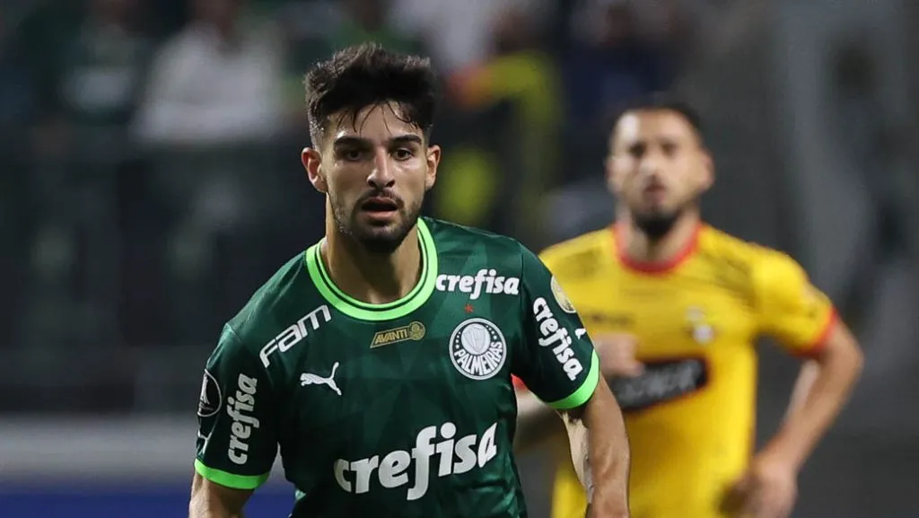 O jogador Flaco López, da SE Palmeiras, em jogo contra a equipe do Barcelona SC, durante partida válida pela fase de grupos, da Copa Libertadores, na arena Allianz Parque. (Foto: Cesar Greco/Palmeiras/by Canon)