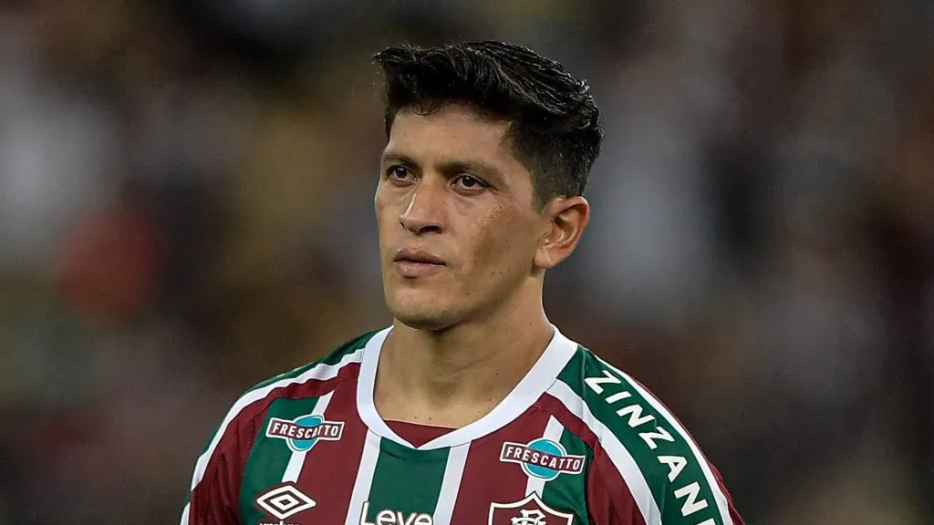 RJ – RIO DE JANEIRO – 02/05/2023 – LIBERTADORES 2023, FLUMINENSE X RIVER PLATE – German Cano jogador do Fluminense durante partida contra o River Plate no estadio Maracana pelo campeonato Libertadores 2023.