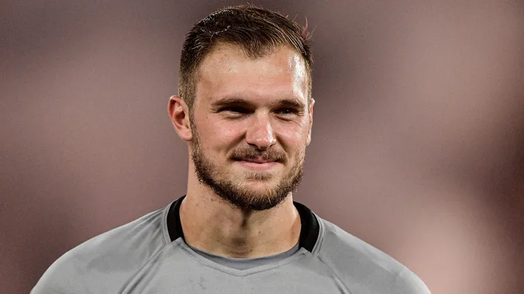 RJ - RIO DE JANEIRO - 07/05/2023 - BRASILEIRO A 2023, BOTAFOGO X ATLETICO-MG - Lucas Perri goleiro do Botafogo durante partida contra o Atletico-MG no estadio Engenhao pelo campeonato BRASILEIRO A 2023.