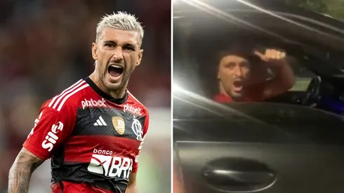 Agif/Jorge Rodrigues e divulgação/Instagram - Arrascaeta esbarra com torcedor na rua