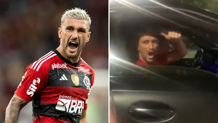 Agif/Jorge Rodrigues e divulgação/Instagram - Arrascaeta esbarra com torcedor na rua