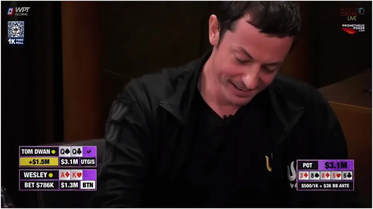Tom Dwan puxou pote superior a US$ 3 milhões (Foto: Reprodução/youtube Hustler Casino Live)