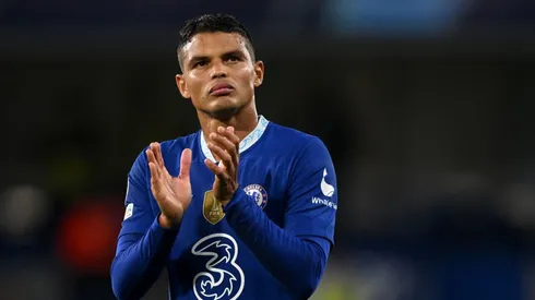 LONDON, ENGLAND - SEPTEMBER 14: Thiago Silva of Chelsea applauds the fans following the UEFA Champions League group E match between Chelsea FC and FC Salzburg at Stamford Bridge on September 14, 2022 in London, England. (Photo by Mike Hewitt/Getty Images)