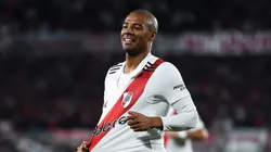 BUENOS AIRES, ARGENTINA - JULY 15: Nicolas de la Cruz of River Plate celebrates after scoring the team's second goal during a match between River Plate and Estudiantes as part of Liga Profesional 2023 at Estadio Más Monumental Antonio Vespucio Liberti on July 15, 2023 in Buenos Aires, Argentina. (Photo by Marcelo Endelli/Getty Images)