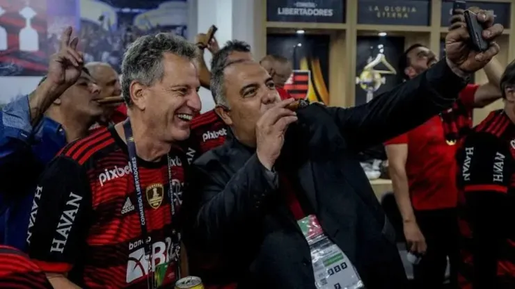 Foto: Marcelo Cortes/ Flamengo/ Divulgação - Landim e Braz: diretoria do Flamengo foi acionada pelos torcedroes