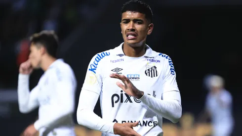 SP - Sao Paulo - 18/09/2022 - BRASILEIRO A 2022, PALMEIRAS X SANTOS - Lucas Barbosa jogador do Santos lamenta chance perdida durante partida contra o Palmeiras no estadio Arena Allianz Parque pelo campeonato Brasileiro A 2022. Foto: Ettore Chiereguini/AGIF