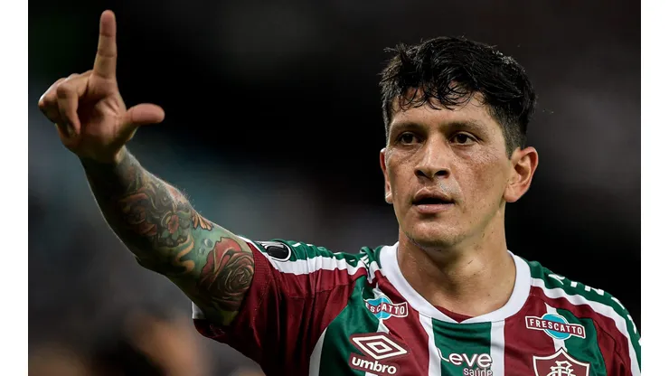 Cano, do Fluminense, comemora seu gol durante partida contra o River Plate no Maracanã pela Libertadores 2023. Foto: Thiago Ribeiro/AGIF