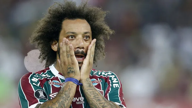 RIO DE JANEIRO, BRAZIL - JUNE 27: Marcelo of Fluminense reacts during a Copa CONMEBOL Libertadores 2023 Group D match between Fluminense and Sporting Cristal at Maracana Stadium on June 27, 2023 in Rio de Janeiro, Brazil. (Photo by Wagner Meier/Getty Images)