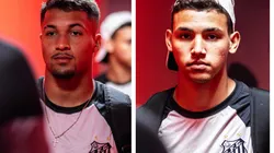 Fotos: Raul Baretta/Santos FC - Marcos Leonardo (à esquerda) deve receber proposta IRRECUSÁVEL, diz setorista do Peixe