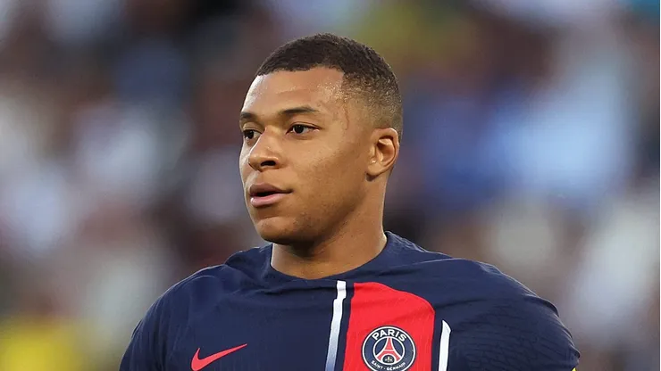 PARIS, FRANCE - JUNE 03: Kylian Mbappe of Paris Saint-Germain in action during the Ligue 1 match between Paris Saint-Germain and Clermont Foot at Parc des Princes on June 03, 2023 in Paris, France. (Photo by Julian Finney/Getty Images)