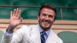 LONDON, ENGLAND - JULY 09: David Beckham, former football player looks on from the Royal Box during the Men's Singles Semi-Final match between Novak Djokovic of Serbia and Denis Shapovalov of Canada during Day Eleven of The Championships - Wimbledon 2021 at All England Lawn Tennis and Croquet Club on July 09, 2021 in London, England. (Photo by AELTC/Ben Solomon - Pool/Getty Images)
