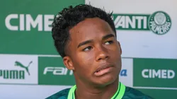 Endrick, do Palmeiras, durante partida contra o Botafogo no Allianz Parque pelo Campeonato Brasileiro 2023. Foto: Marcello Zambrana/AGIF
