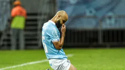 Thaciano, do Bahia, lamenta chance perdida durante partida contra o Corinthians na Arena Fonte Nova pelo Brasileiro A 2023. Foto: Jhony Pinho/AGIF